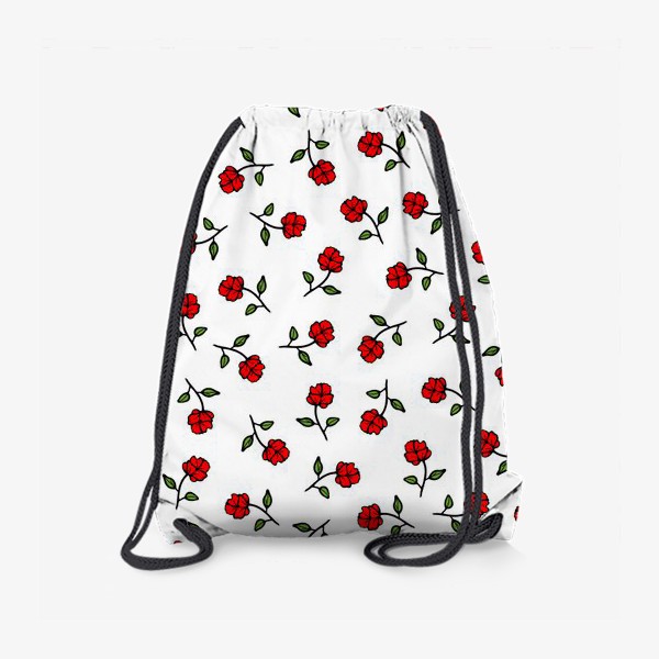 Рюкзак «Красные розочки на белом»