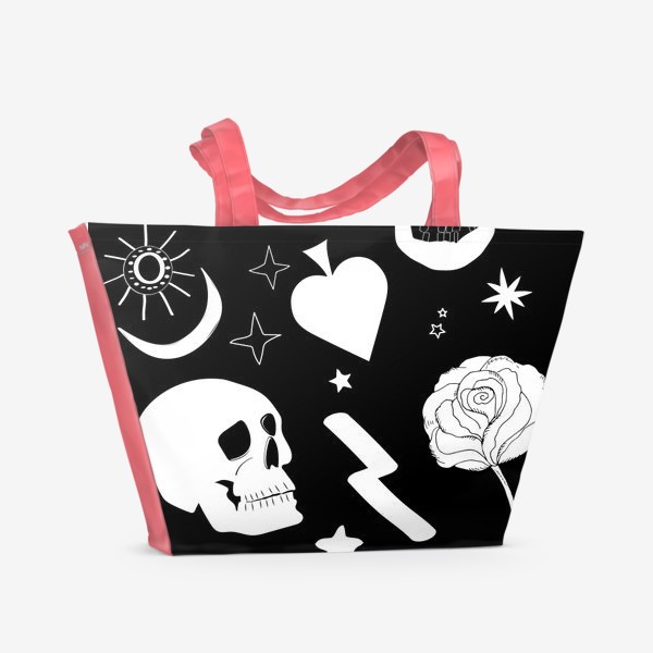 Пляжная сумка «черепа и розы»