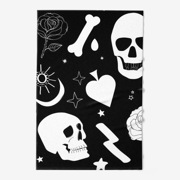 Полотенце «черепа и розы»