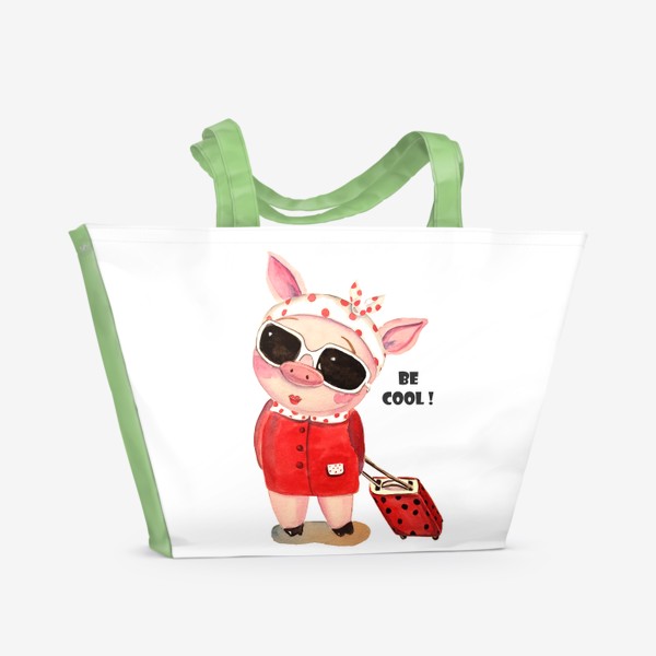 Пляжная сумка «Веселая свинка животные»