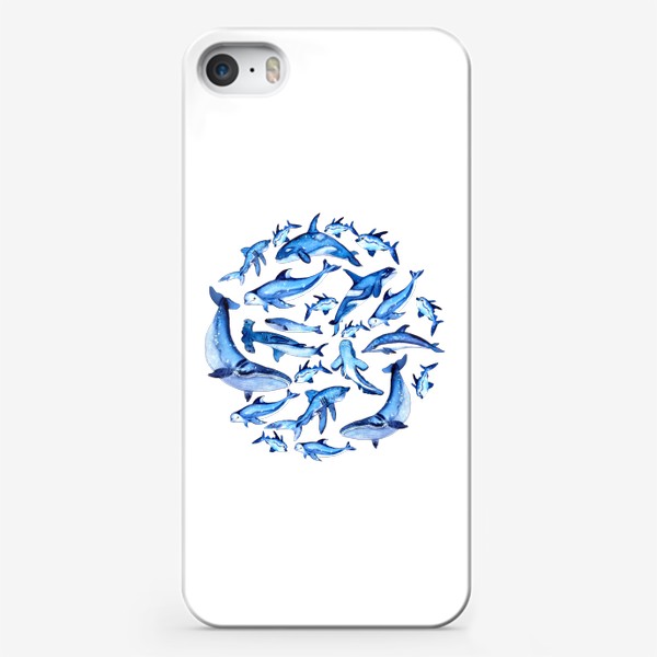 Чехол iPhone «круг из рыб, акул, китов»