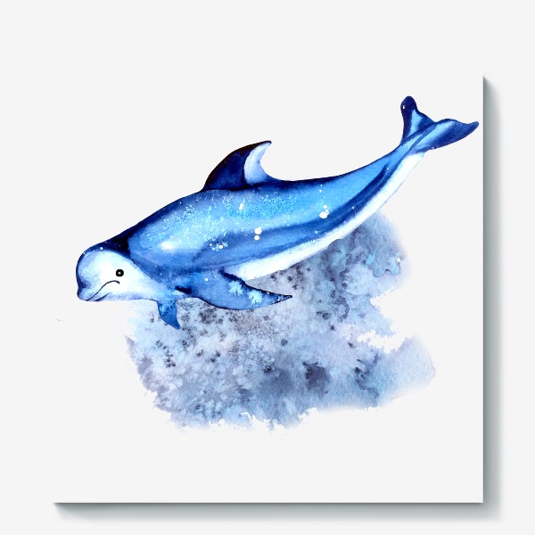 Холст «дельфин синий с белым»