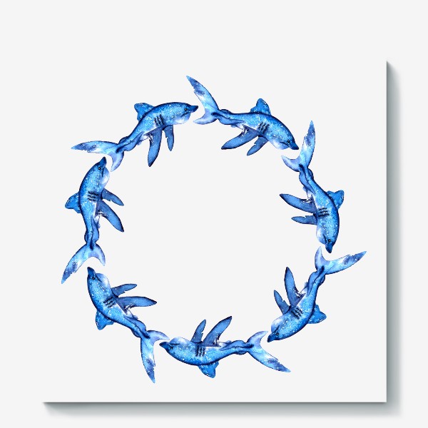 Холст &laquo;круг синих акул&raquo;