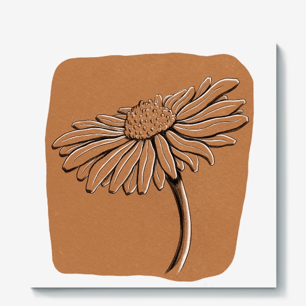 Холст «Винтажный цветок на коричневом фоне»