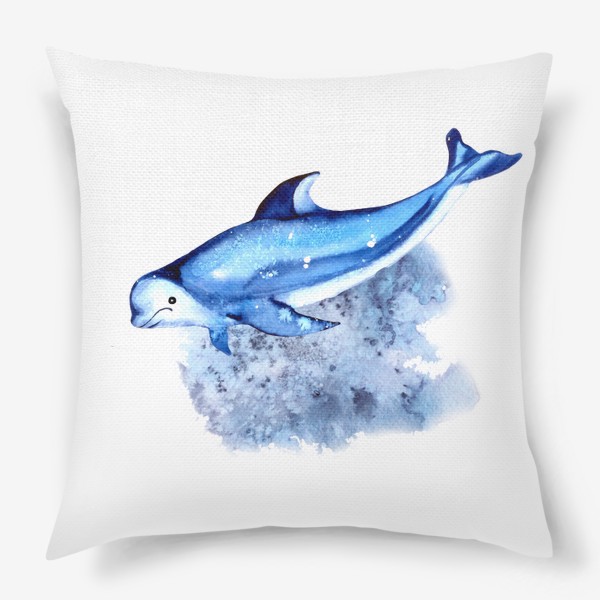 Подушка «дельфин синий с белым»