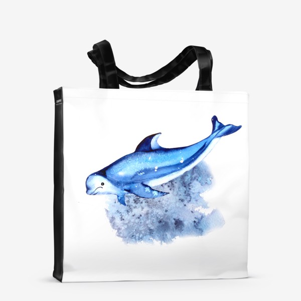 Сумка-шоппер &laquo;дельфин синий с белым&raquo;