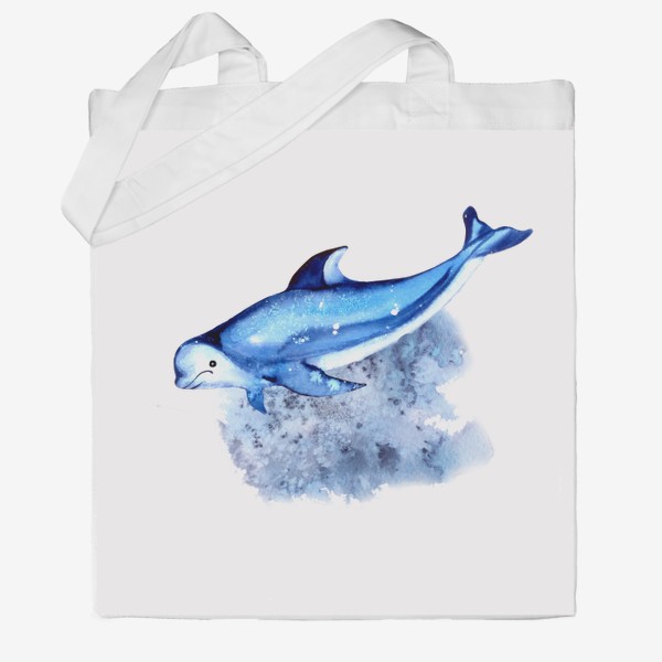 Сумка хб «дельфин синий с белым»