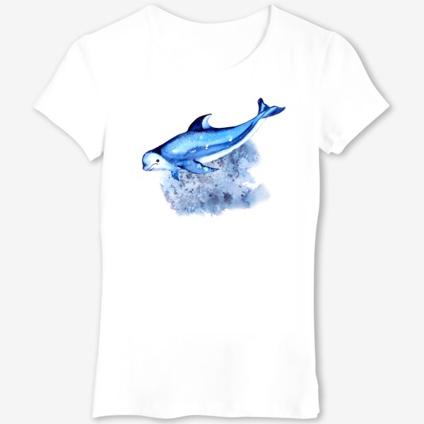 Футболка «дельфин синий с белым»