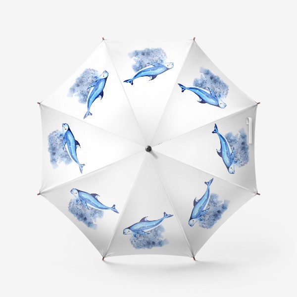 Зонт «дельфин синий с белым»