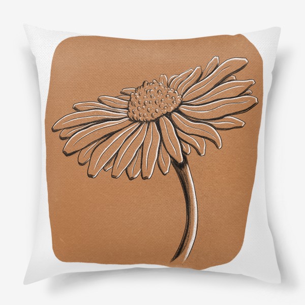 Подушка «Винтажный цветок на коричневом фоне»