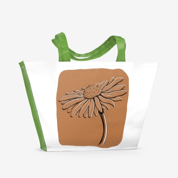 Пляжная сумка «Винтажный цветок на коричневом фоне»