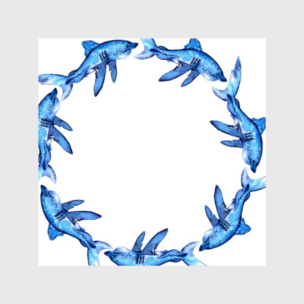 Шторы «круг синих акул»