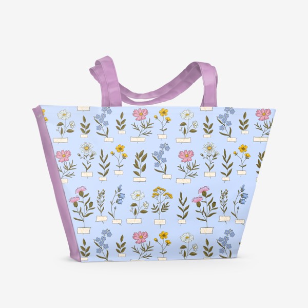 Пляжная сумка «Полевые цветы на голубом»