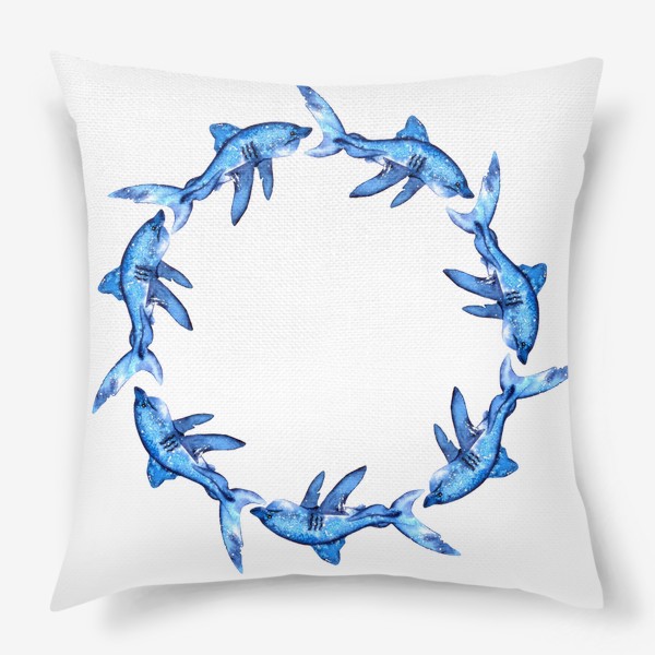 Подушка «круг синих акул»