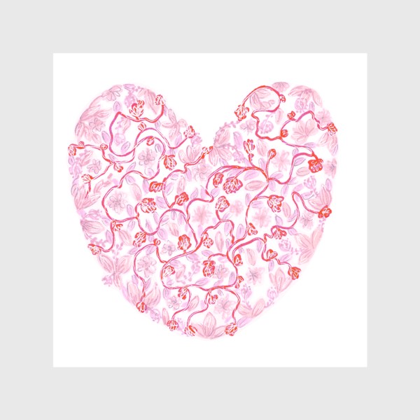 Скатерть «Любовь Розовое сердце с цветами»