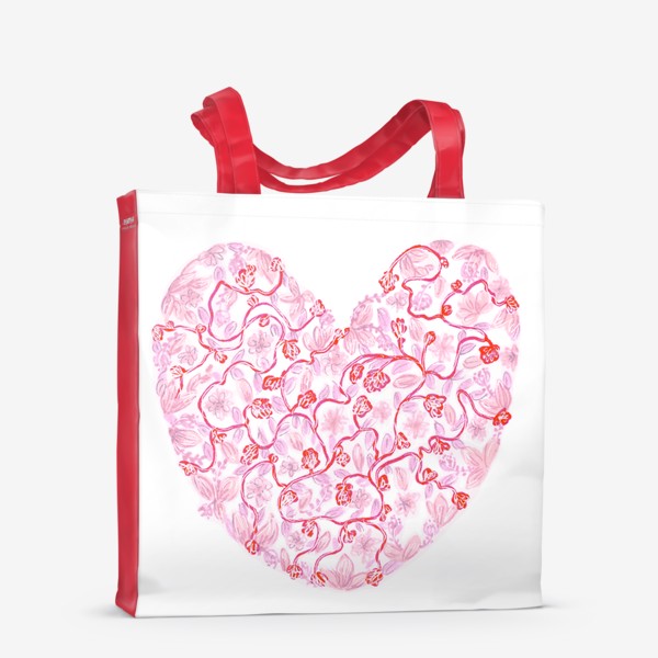 Сумка-шоппер «Любовь Розовое сердце с цветами»