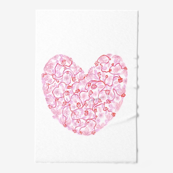 Полотенце «Любовь Розовое сердце с цветами»