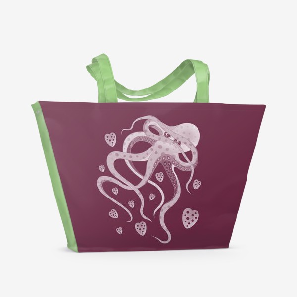 Пляжная сумка «ЗАСТЕНЧИВЫЙ ОСЬМИНОГ на розовом»