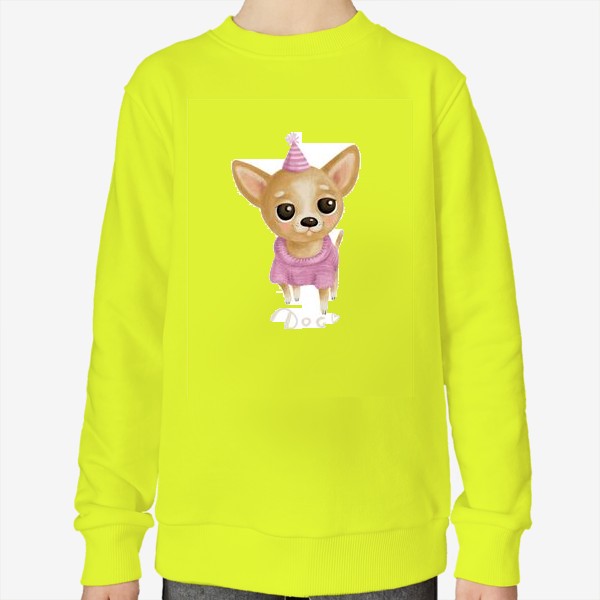 Свитшот «милый щенок  собака чихуахуа в розовом свитере »