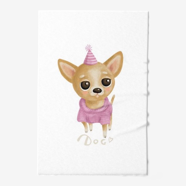 Полотенце «милый щенок  собака чихуахуа в розовом свитере »