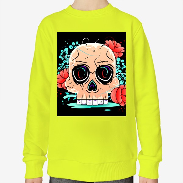 Свитшот «Mexican skull with roses red »