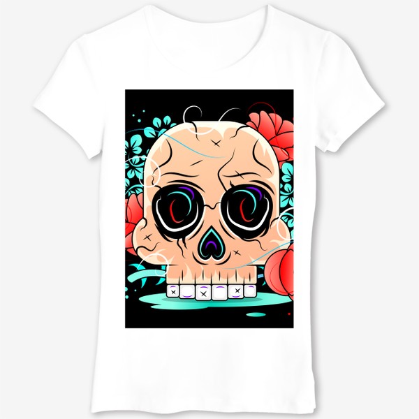 Футболка «Mexican skull with roses red »