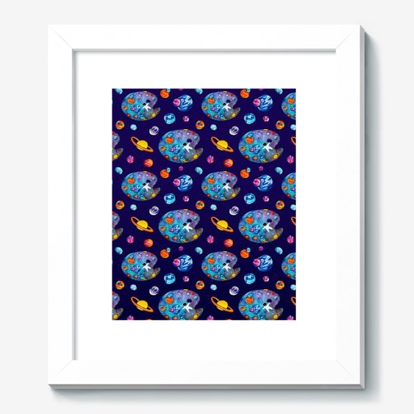 Картина «Космос День Космонавтики Планеты Звезды Космонавт Фиолетовый фон»