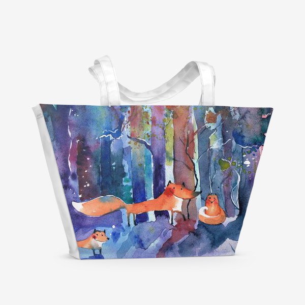 Пляжная сумка «Лисы в лесу»