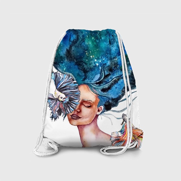 Рюкзак «Девушка рыбки ночное небо»