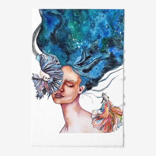 Полотенце «Девушка рыбки ночное небо»
