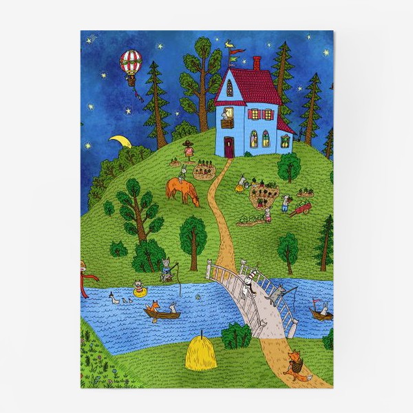 Постер «Милые животные в сказочном лесу»
