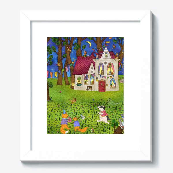 Картина «Кошкин дом в сказочном лесу»