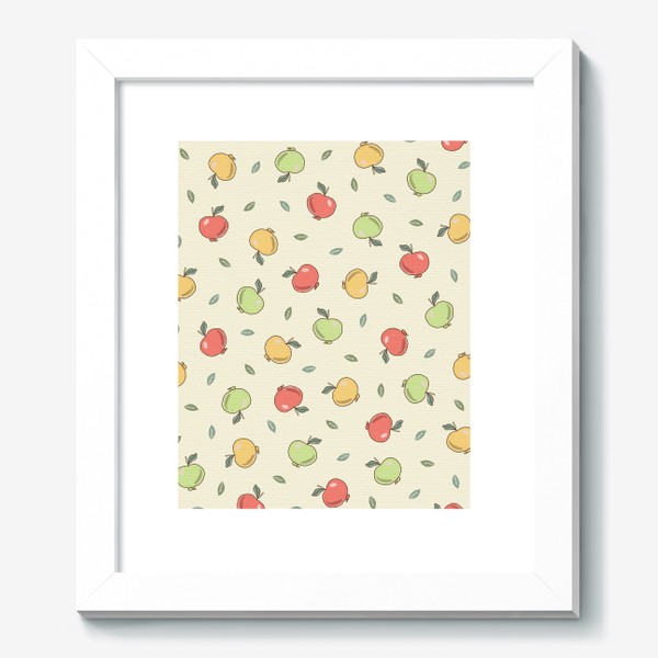 Картина «Яблоки и листочки паттерн»
