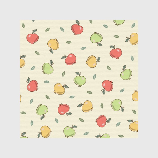 Шторы «Яблоки и листочки паттерн»