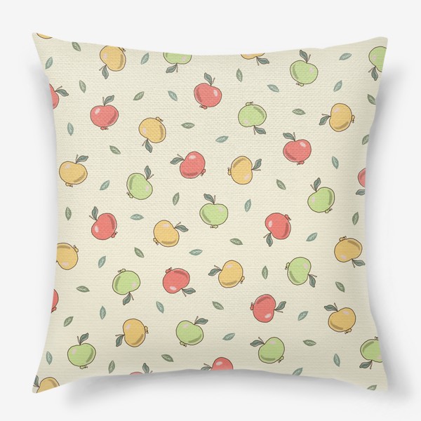 Подушка «Яблоки и листочки паттерн»