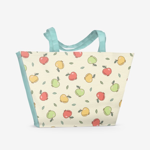 Пляжная сумка &laquo;Яблоки и листочки паттерн&raquo;