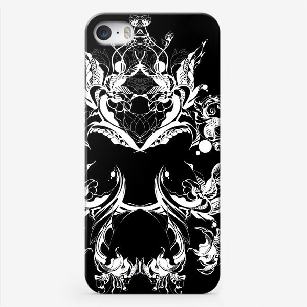 Чехол iPhone «Абстрактные цветы на черном фоне»