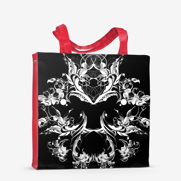Сумка-шоппер &laquo;Абстрактные цветы на черном фоне&raquo;