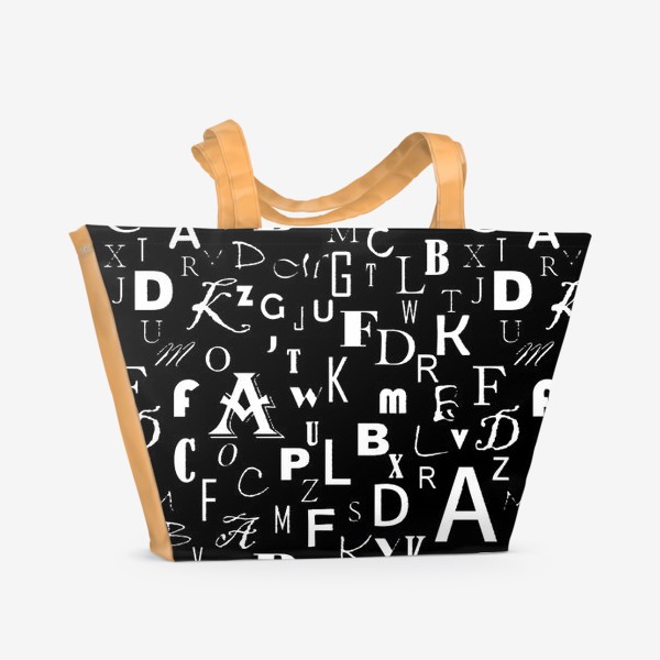 Пляжная сумка «Буквы на черном»