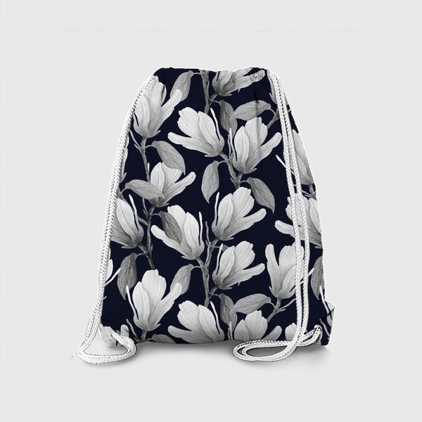 Рюкзак «цветущая магнолия в серых оттенках»