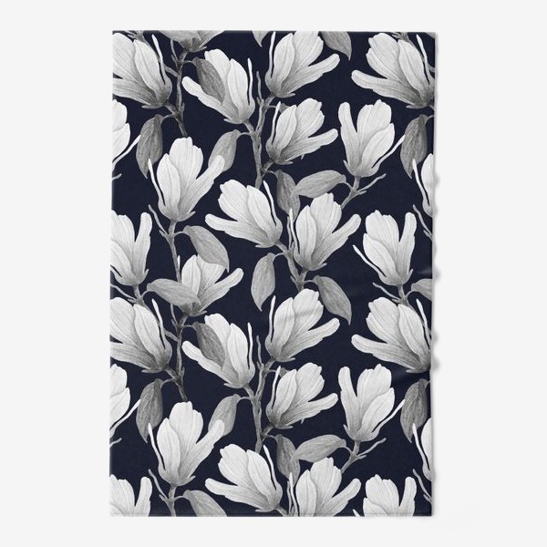 Полотенце «цветущая магнолия в серых оттенках»