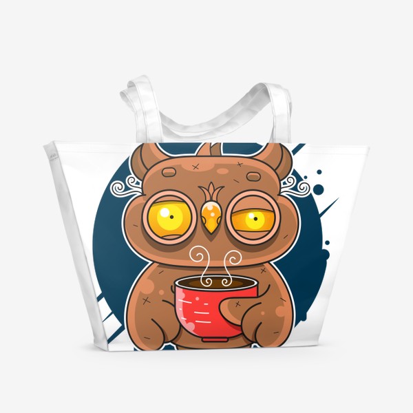 Пляжная сумка «Owl coffee art»
