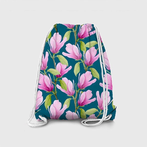 Рюкзак «цветущая магнолия на бирюзовом»