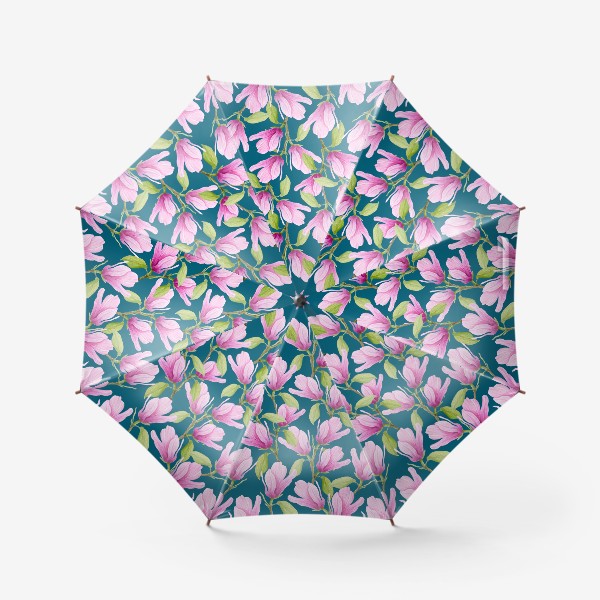 Зонт &laquo;цветущая магнолия на бирюзовом&raquo;