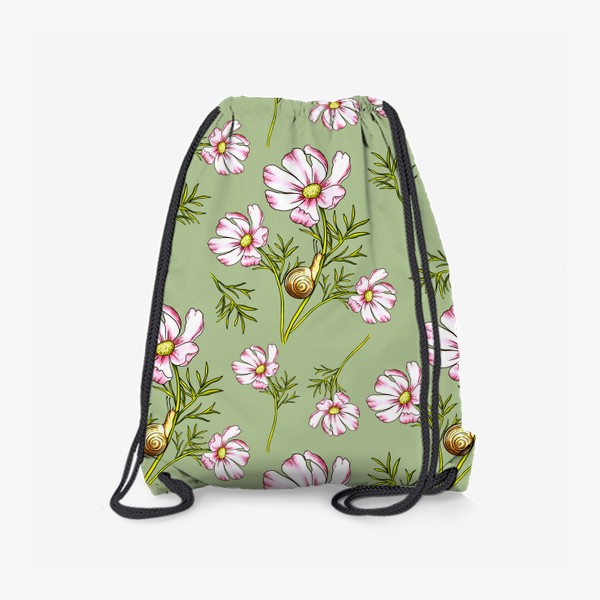 Рюкзак «Космея с улиткой на зеленом фоне»