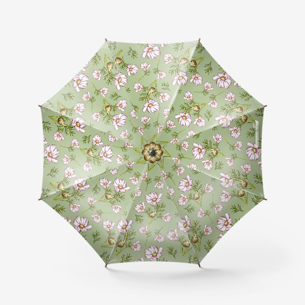 Зонт «Космея с улиткой на зеленом фоне»