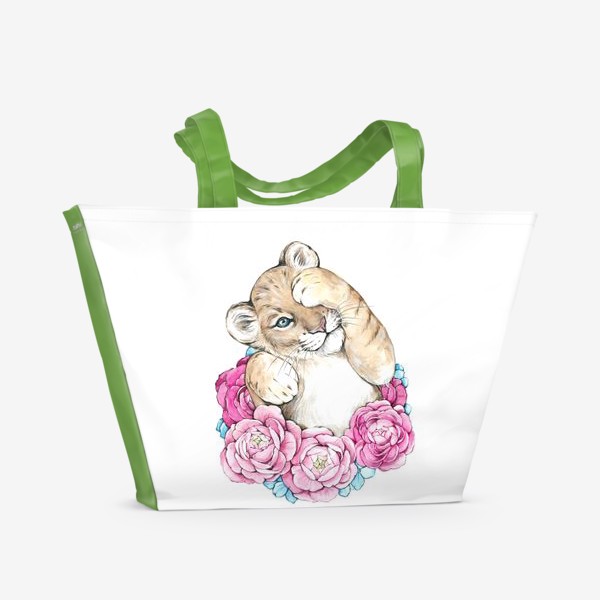Пляжная сумка «Львенок в цветах»