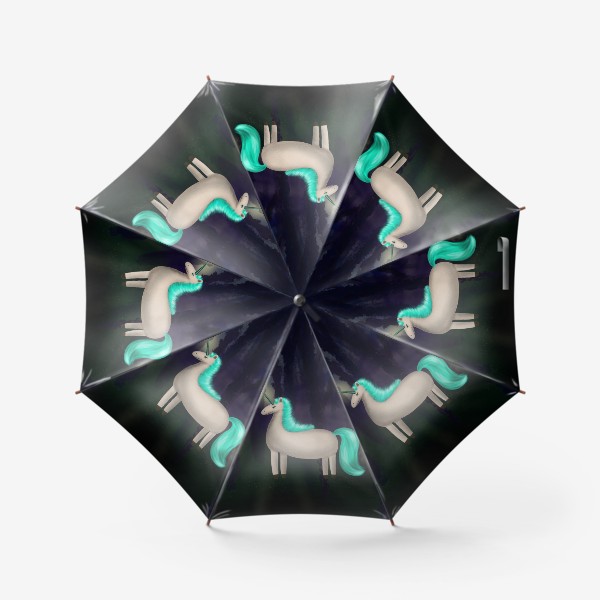 Зонт «Мистический единорог освещает себе пусть в тёмном лесу»