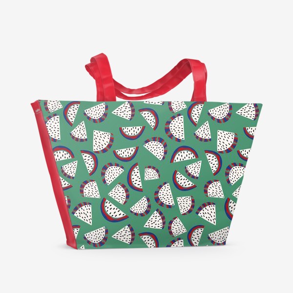 Пляжная сумка «Фантастический драконий фрукт на зеленом»