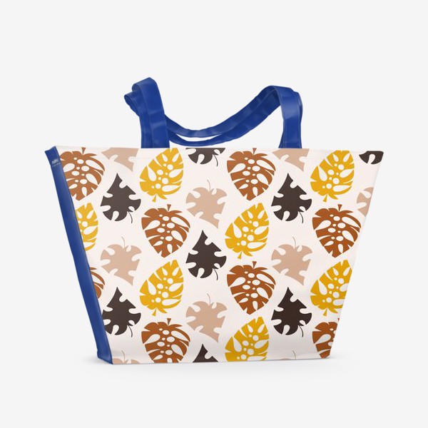 Пляжная сумка «Листья на бежевом природный паттерн»